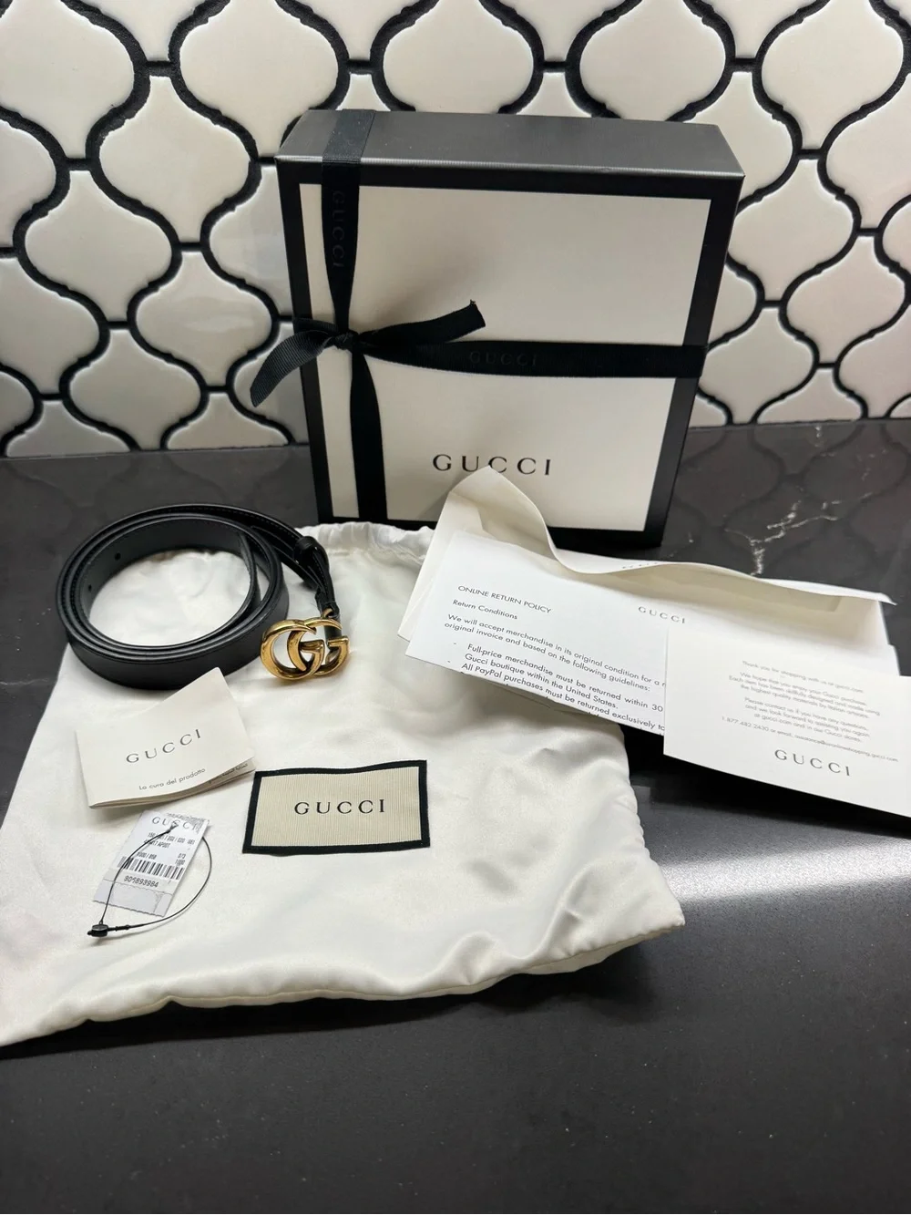 Women’s Black Gucci Marmont Belt